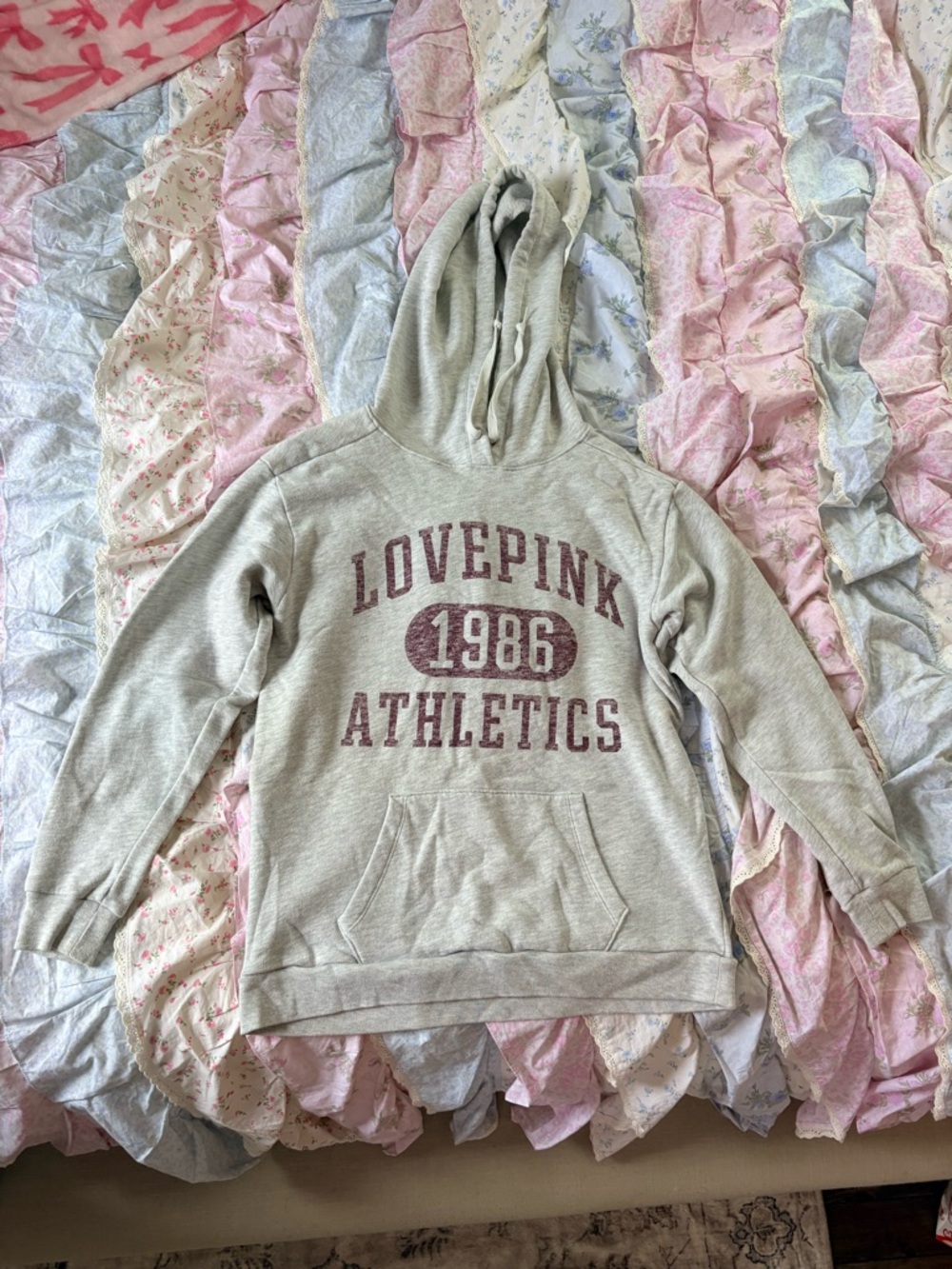 PINK Victoria's Secret Gray 'LOVE PINK 1986 ATHLETICS' Hoodie